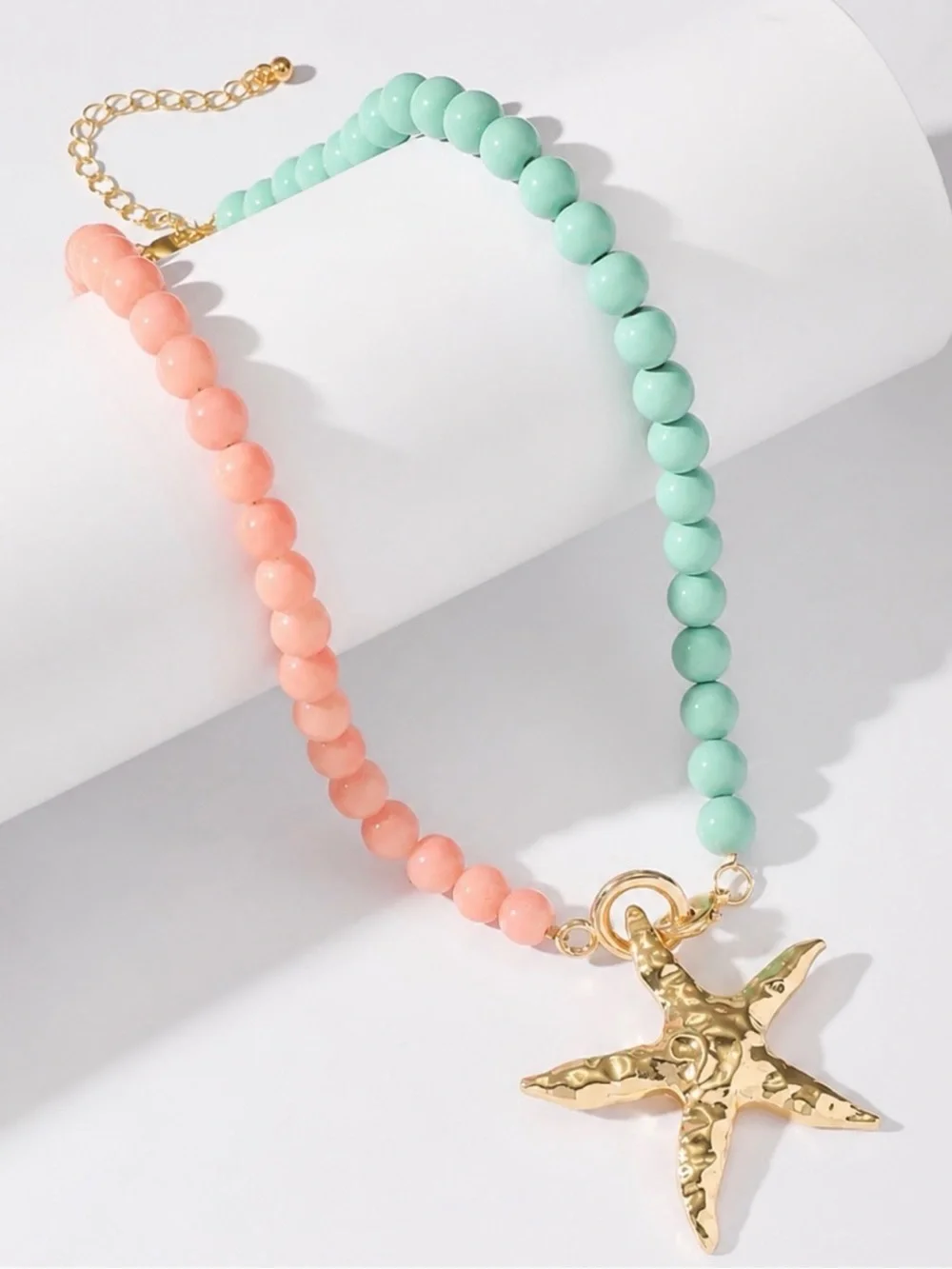 Pink & Aqua Beaded Starfish Beach Necklace - Women Jewelry